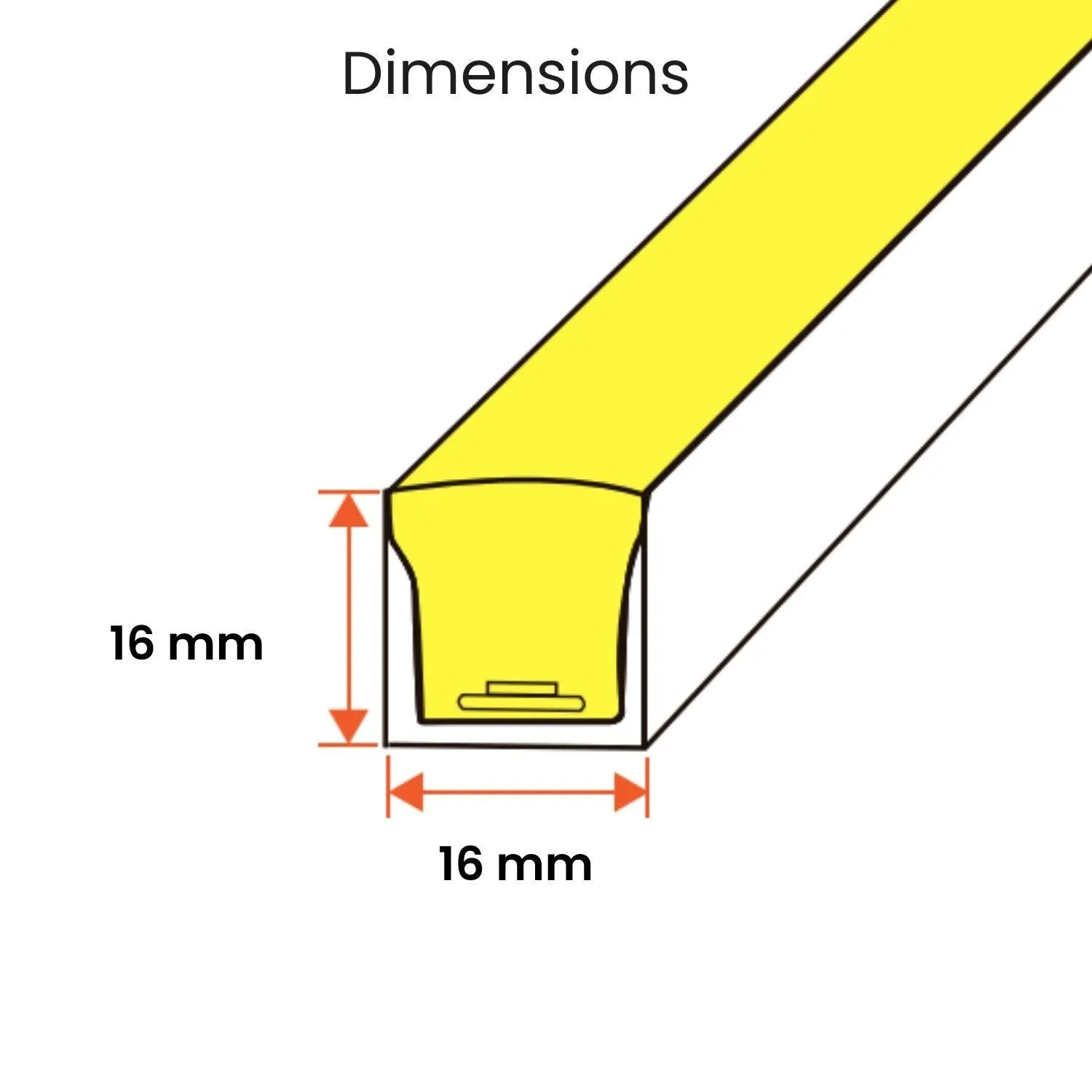 Warm White Neon Flex 3000K 48V 16x16mm Flat Shape Vertical Bending IP65 Waterproof LED Neon Flex Only