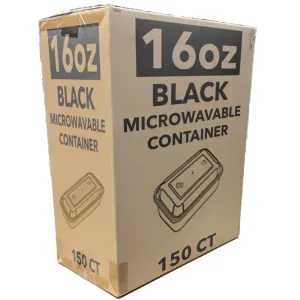 *WHOLESALE* 16oz. Black Rectangular Containers with lids | 150ct/Case