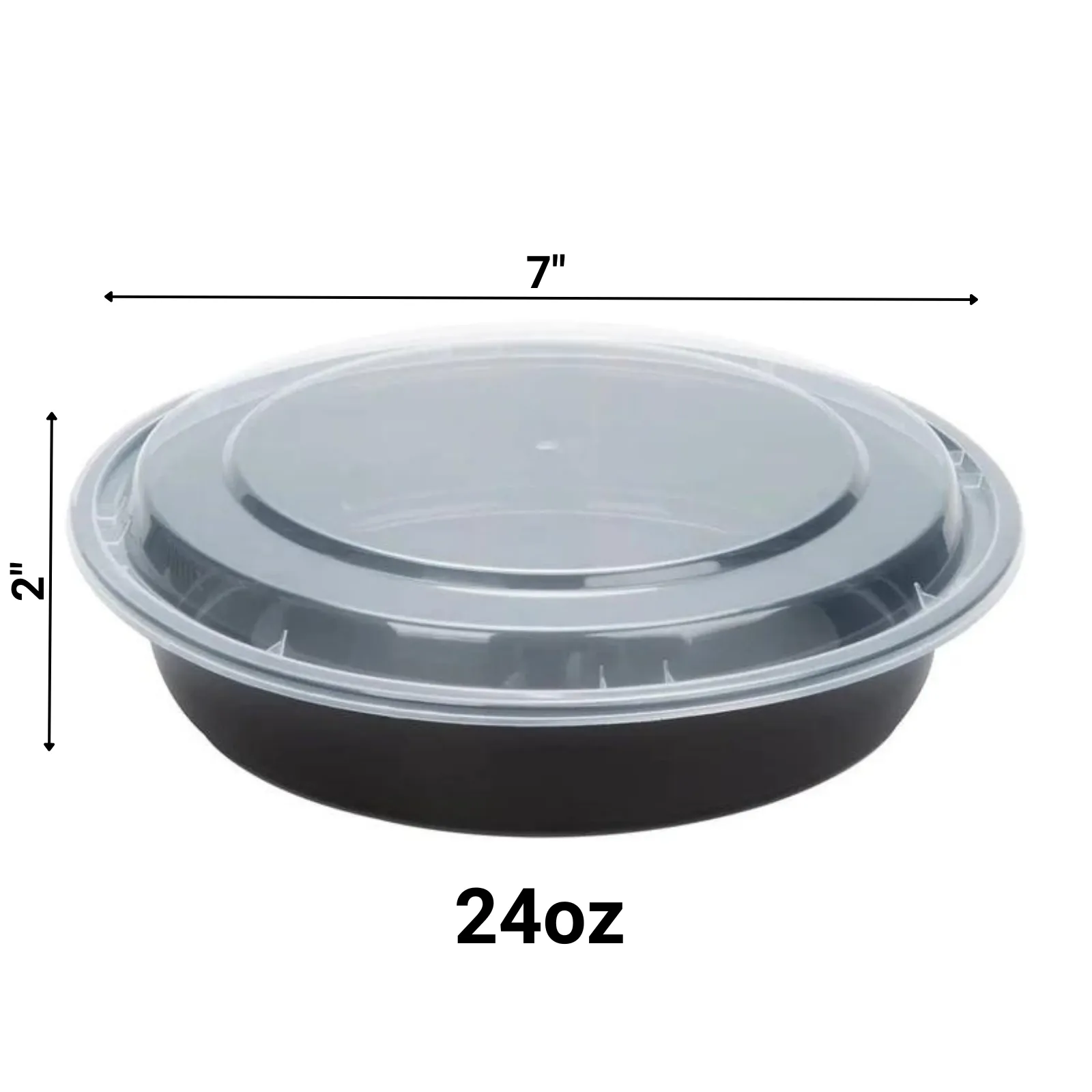 *WHOLESALE*  24oz Black Meal Prep/ Bento Box Container with Clear Lid | 150ct/Case