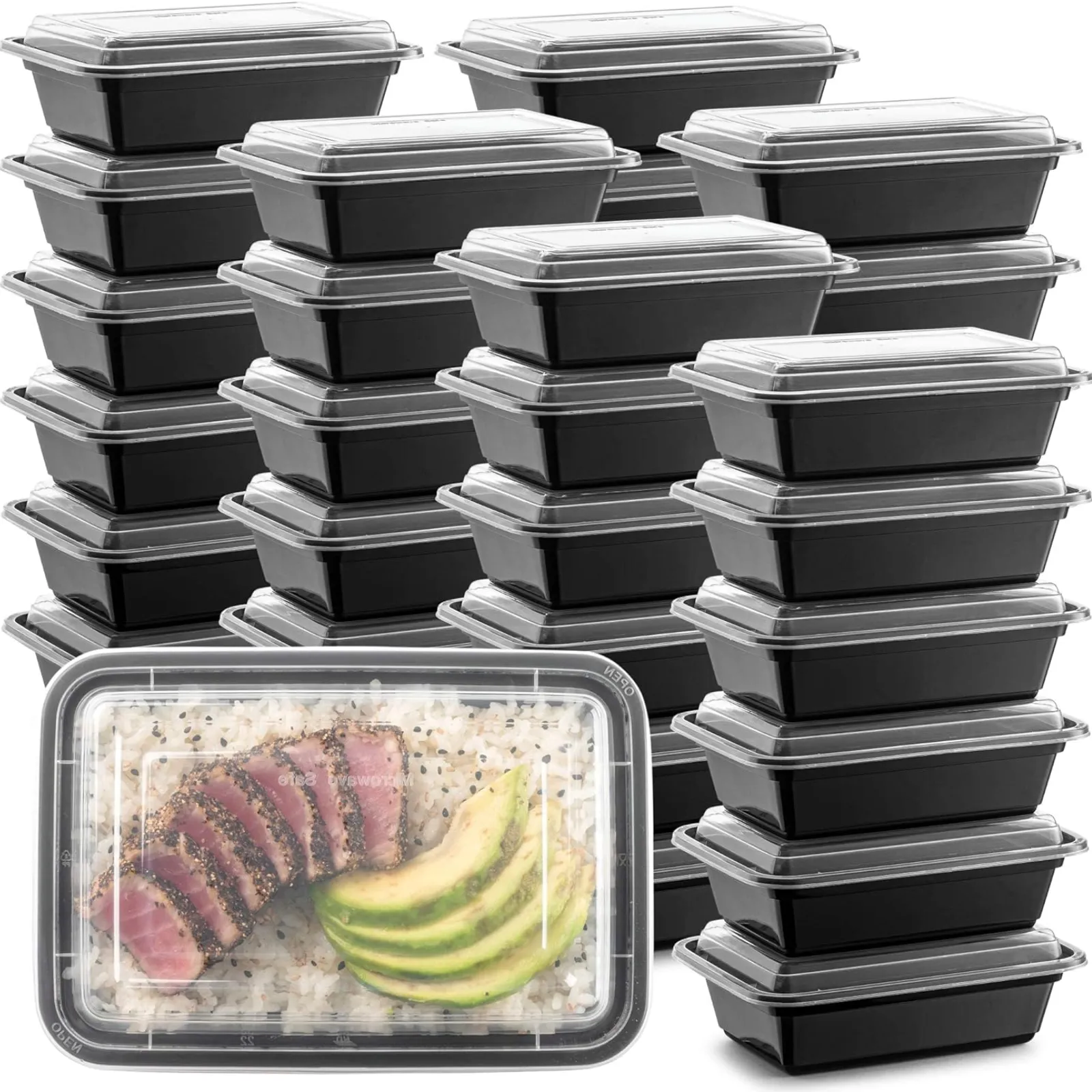 *WHOLESALE* 28oz. Black Rectangular Containers with clear lids | 150 ct/Case