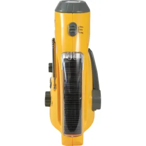 Yellow - Solar Powered Radio & LED Flashlight with Power Crank